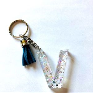 Monogram Resin Personalized letter V keychain